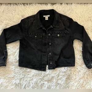 Cropped black jean jacket, size medium
